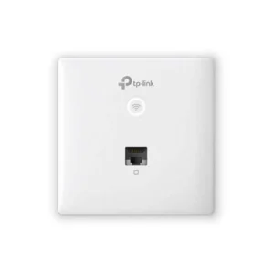 TP-Link Omada EAP230-Wall AC1200 Wireless MU-MIMO Gigabit Wall Plate Access Point installed in a modern office setting.
