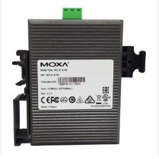 Moxa IMC-21-S-SC industrial media converter for Ethernet-to-fiber connectivity with single-mode SC in rugged environments